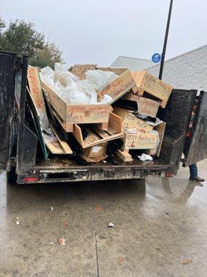 Commercial pallets and debris from a new build at Wal-Mart, no problem! Give us a call for your free on-site estimate.