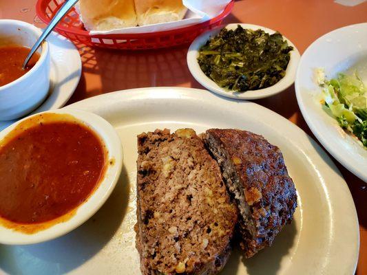 The meatloaf entre tastes amazing and comes with two sides and a cup of soup! All for $9.95 is the best price in town!