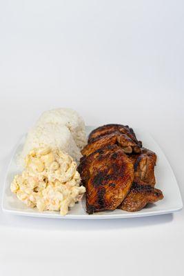 Teriyaki Chicken Plate at Dalu Hawaiian BBQ! Grilled boneless chicken, marinated in our teriyaki sauce, served with macaroni salad and rice