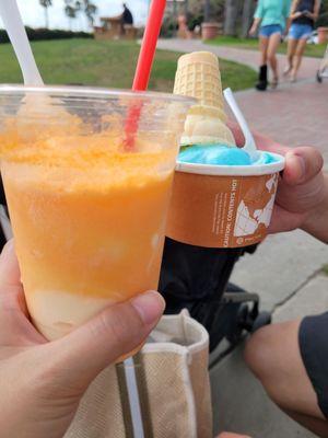 Orange float and cookie monster ice cream