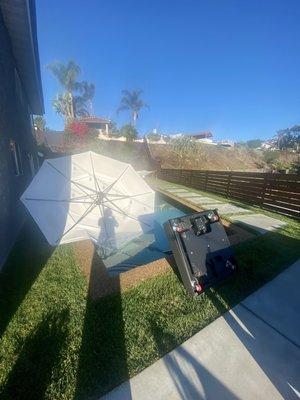 The wind blew over our large and heavy based umbrella into our pool. California Patio came to the rescue!