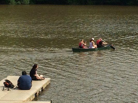 A Canoe To You patrons enjoying the day on Lake Lefferts  in Matawan, N.J.