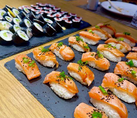 Sushi Dinner - Seared Salmon Nigiri, Yellowtail Citrus Roll & Tuna Roll