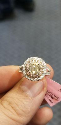 White and pink diamonds engagement ring