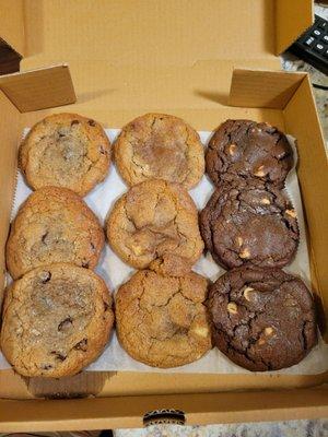 Chocolate Chip, Snickerdoodle Cheesecake, and Chocolate with Resees Pieces