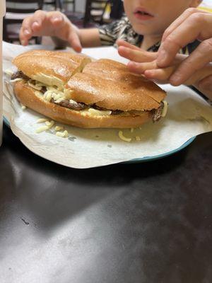 My son's torta. He likes it plain but it comes stacked. We appreciated how they made it how he likes it (kid friendly).