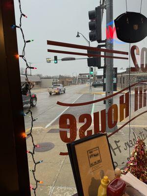 Best seat in the house. People watching at the main intersection in town.