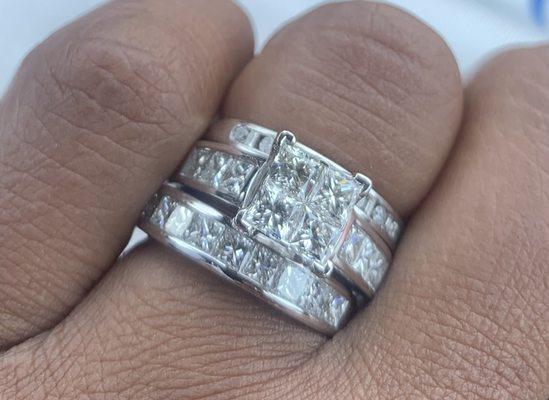 3 carat princess cut wedding band set