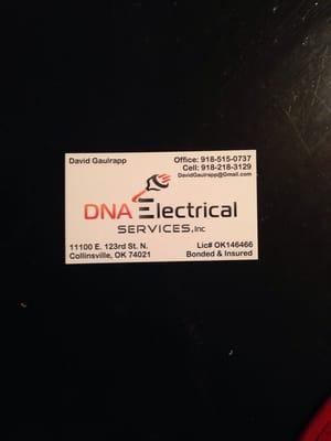 Contact DNA Electrical Services, Inc out of Collinsville for all repairs! David did a great job! 5 out of 5 stars!!!