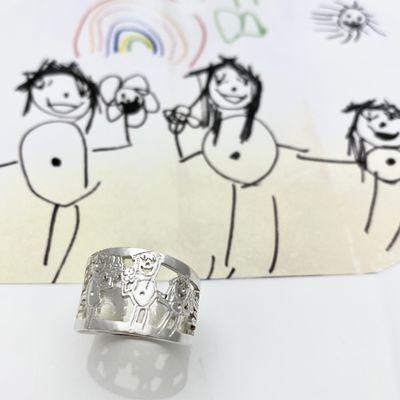 Have the Family drawing by your kids turned into a sterling silver ring!! A jewelry to treasure for life!!