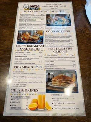 Breakfast Menu