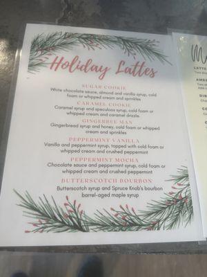 Holiday drink menu