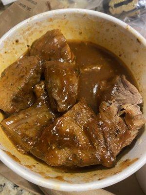 beef ends in hot bbq sauce