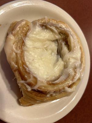 Delicious cinnamon roll - they will warm it up for you.