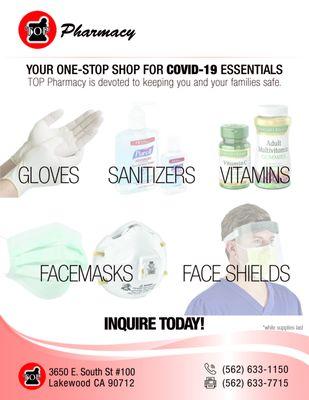 COVID-19 ESSENTIALS ON SALE. Facemasks, Gloves, Sanitizers, Vitamins, Face Shields all on SALE! Limited Stock Available!