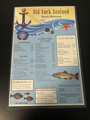 Front of the menu