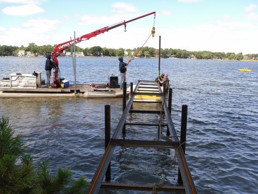 Pier in progress by Captain Rod's Boat Lift and Pier Services