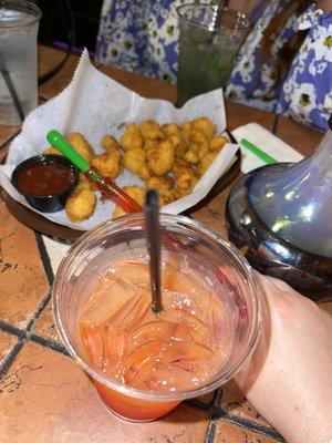 Spicy barbecue cauliflower wings, tequila sunrise, pharaoh hookah