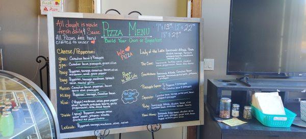 Pizza menu