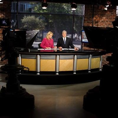 Anchors Koelbel and Lake on the set