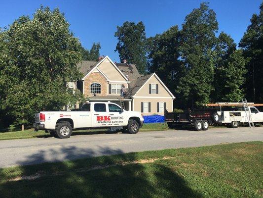 The guys getting started on a roof go with a company that uses no sub contractors.