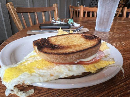 Egg Sandwich, but we didn't ask for burnt sourdough