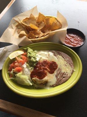 Lunch chimichanga special at Los Maguelles in Fortville