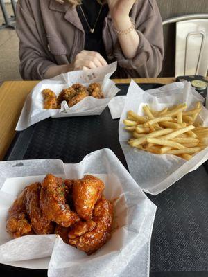 Garlic Spicy Chicken, Potato Fried, Fried Chicken