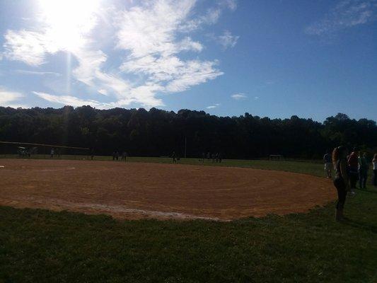 Two baseball fields