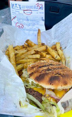 Olde Fashioned Burger with seasoned fries