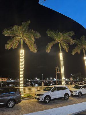 Night time view of the bay from the outdoor patio seating in November 2022