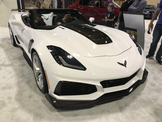 Not a big fan of the front bumper on the 2018 Corvette at Tampa auto show by Motor Trend Magazine, Downtown Tampa