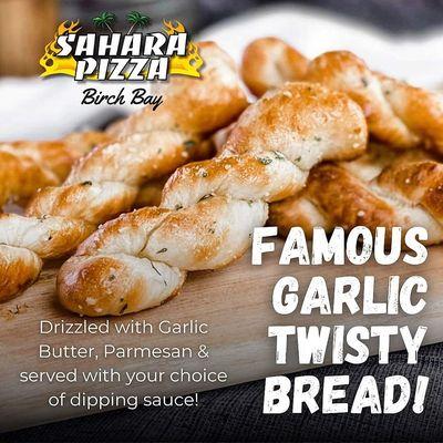 Our Famous Garlic Twisty Bread
https://saharapizza.hungerrush.com/Order/Menu/1008
https://linktr.ee/saharapizzabirchbay