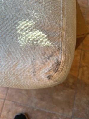 Dirty, unprotected sofa cushion