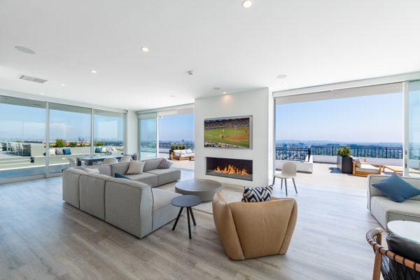 A complete renovation of the 25th floor club house at a West Hollywood high-rise.