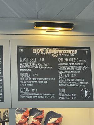 Hot sandwiches menu