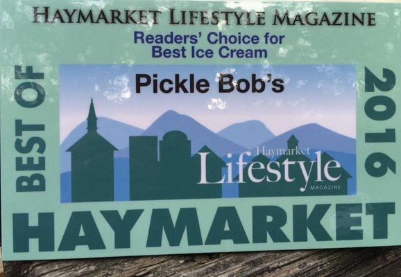 Haymarket Lifestyle Magazine Voted Best Ice cream in Haymarket 2016.   We thank all of our customers for voting for us.