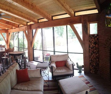 Sliding panels on a beautiful cedar porch