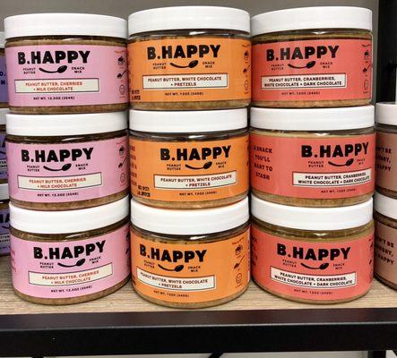 I like the new packaging for B. Happy peanut butter. Make sure you stir it up before you eat it.