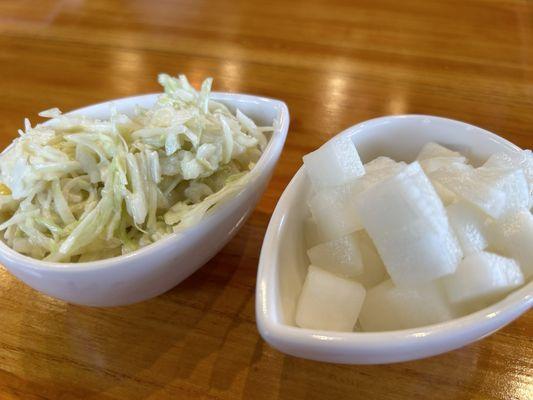 Slaw & pickled daikon salad.. each so good!