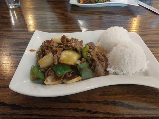 Lunch Special 11am-3pm  Pepper Steak. Too salty