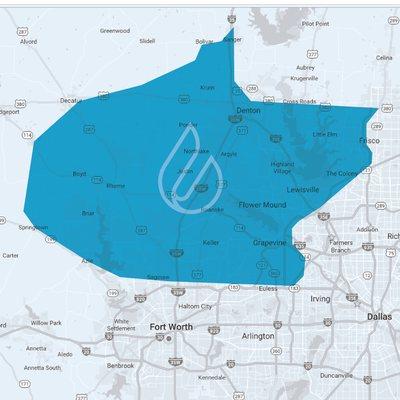 Service map for United Propane Justin Tx