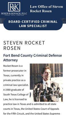 Steve Rocket Rosen Practicing criminal law since 1980