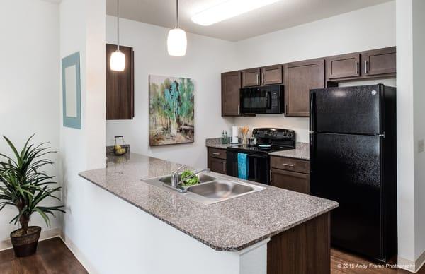 You'll love Eagle Landing's spacious, updated kitchens with beautiful black appliances.