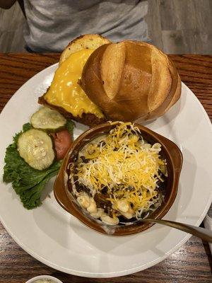 Fish Sandwich with BBQ Brisket Mac and Cheese (actually an appetizer, but my youngest asked for it as a side).