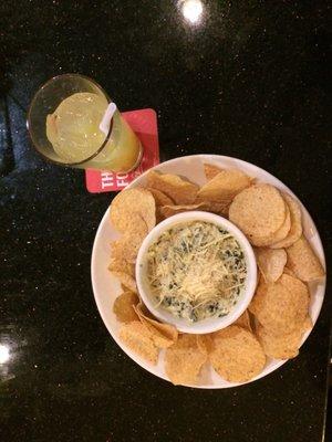 Artichoke dip severed up by the bubbly Tamara, the bartender with the gray pour