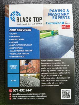 Blacktop asphalt and masonry