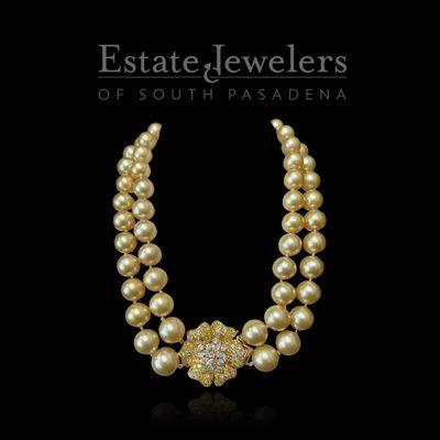 South Sea Cultured Pearl with Yellow Sapphire and Diamond Clasp