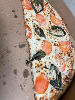 Margherita pizza with the cardboard crust.