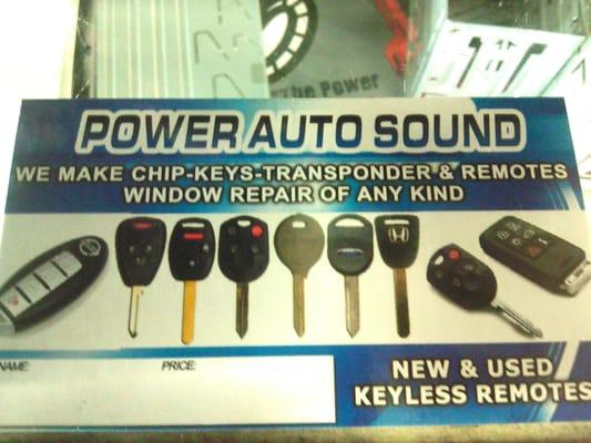 we do. any type. of transponder.  key fob.   copy. or.  new.  also. we carry. remote control